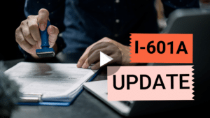 Cover photo featuring papers being stamped for video where Yesica, founder of Immigration Paralegals, explains the latest update on the I-601A petition.